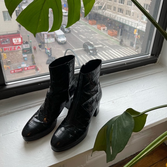 & Other Stories Croc Leather Platform Boots - Picture 12 of 12